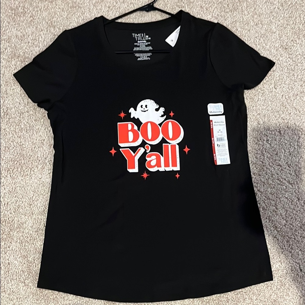 Time and Tru Maternity Black Tee with Ghost with Boo Y'all Design